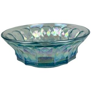 Vintage Carnival Glass Imperial Lenox Iridescent Ice Blue Serving Bowl Dish